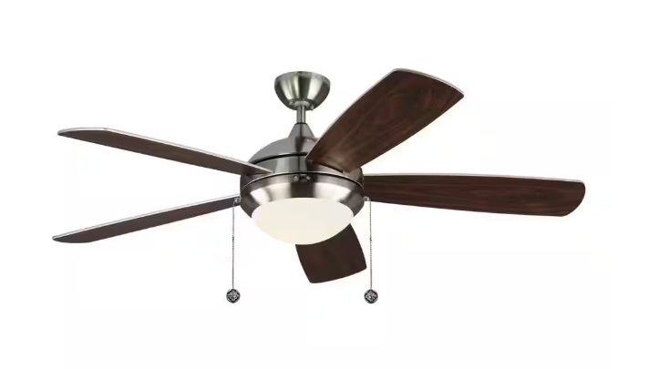 Discus Classic 52 in. Modern Integrated LED Indoor Brushed Steel Ceiling Fan with Silver Blades and 3000K Light Kit
