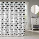 Madison Park Sophie Trendy Shower Curtain with Textured Pom-Poms Accent, Modern Bathroom Dcor, Machine Washable Bath Privacy Screen, 72 in x 72 in, Black/White