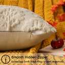 Beige Fall Tree Throw Pillow Covers 20x20 Set of 2, Fluffy Soft Faux Fur Decorative Autumn Pillow Cases with Embroidered Pattern for Couch Sofa Harvest Boho Accent Holiday Decor