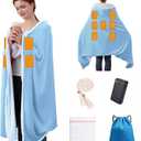 Wearable Heated Blanket with 20000mAh Power Bank, 11 Heating Zones, 3 Heat Levels, Timer, USB Powered, Machine Washable, for Camping, Office, Travel, Home Use (Snowy Blue)