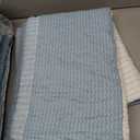 Litanika Quilt Queen Size Spa Blue, Stripe Patchwork Summer Bedspread Coverlet 3 Pieces, Soft Lightweight Polyester Quilted Bedding Set for All Season(1 Quilt, 2 Pillowcases)