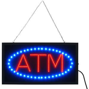LED Neon ATM Open Sign with Animation  19x10 Inch Bright Light Up Window Sign for Stores, Gas Stations, and Retail  110/210V, Energy Efficient, Hanging Chain Included