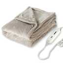 Tefici Electric Heated Blanket Throw, Super Cozy Soft 2-Layer Flannel 50" x 60" Heated Throw with 3 Heating Levels & 4 Hours Auto Off, Machine Washable, ETL&FCC Certified, Home Office Use,Camel
