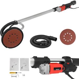 800W Electric Drywall Sander, Power Sander Popcorn Ceiling Removal Tool Commercial 6 Adjustable Variable Speed (1000-2000RPM) Disc Sander w/6 Sanding Pads, Sanders for Woodworking