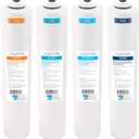 Aquasure Premier Series Complete 4-Stage Quick Twist Filter Replacement Cartridge Bundle Set AF-CP75 | Compatible with AS-PR75 4-Stage Under Sink Reverse Osmosis RO Water Filtration System