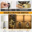 Oneach 22" Glass Table Lamps Set of 2, Gray Modern Bedside Lamp with LED Night Light for Living Room, Nightstand Lamp with USB Ports for Bedrooms, Study Room, End Table(2 Bulbs Included)