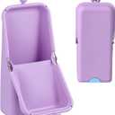 Kacctyen Makeup Brush Case Silicone Makeup Brush Holder Standing Silicone Make up Travel Bag Portable Cosmetic Case Organizer with Suction Base and Phone Stand Pouch for Travel Home Use(Purple)