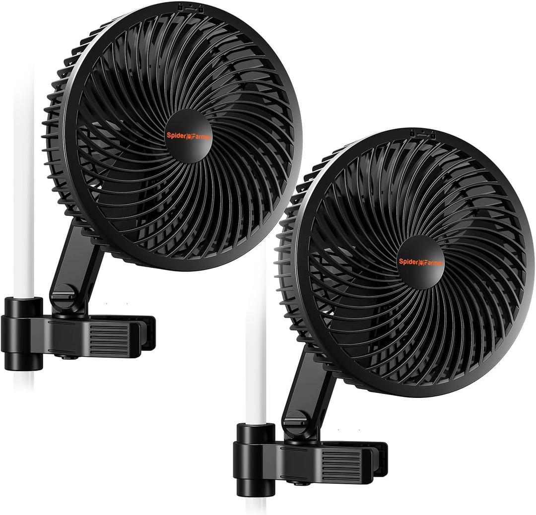 Spider Farmer 2-Pack Grow Tent Clip Fan 6", EC Motor, Custom 10 Dynamic Wind Speeds and 10-Level Oscillation, Weatherproof IP-54, Powerful Airflow but Quiet for Hydroponics Circulation Cooling