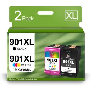 SHUPAN 901XL Ink Cartridge Combo Pack Replacement for HP 901XL 901 XL Ink Cartridge Work with HP Officejet 4500 J4500 J4524 J4540 J4640 J4550 J4580 J4624 Printer (1 Black 1 Tri-Color)