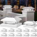 NIORSUN Solar Post Lights Outdoor, Fence Post Solar Lights Cool White, Waterproof, Garden Patio Fence Deck Decor, 4x4 Posts Cap Wood Vinyl, 5x5 Vinyl, White 12 Pack