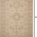 Loloi Chris Loves Julia Dorothea Collection DRT-03 Dove/Natural 2'-6" x 7'-6" Runner Rug Wool Neutral Floral Living Room Bedroom Carpet