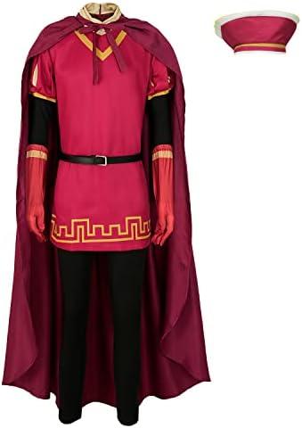 Uisozsfeb Men & Kids Classic Role Lord Costume Halloween Cosplay Red Cloak Top Costumes Robe Cape Size XL