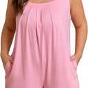 Eytino Women's Plus Size Jumpsuits Casual Sleeveless Short Overalls Pleated Front Rompers Summer Outfits(1X-5X) (3X, Pink)