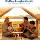 Inflatable Camping Tent for 3-5 Person, Quick Setup Blow Up Tent with Hand Pump, Waterproof 4 Season Air Glamping Tent with Skylight, Mesh Windows & Stove Jack, for Camping, Beach, Outdoor