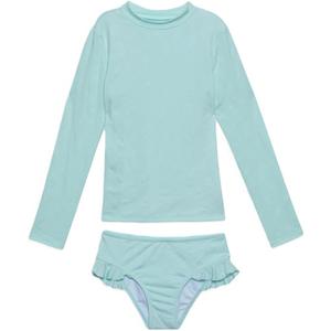 Gottex Kids Toddler and Little Girls Pineapple Print Two Piece Rash Guard Long Sleeve Swimsuit UV Sun Protection Bathing Suit (2-3T, Green)