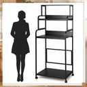 CroBlissful 3 Tier Mini Fridge Stand with Storage with Wheels, Microwave Stand with Storage, Multi Purpose Organizer Shelf for Dorm, Kitchen, and Office(Black, 17.7" d x 25.2" w x 61.6" h)