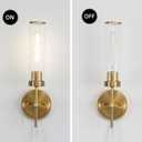 Plug in Wall Sconces Set of Two, Modern Wall Light Plug-in or Hardwired, with Clear Glass Shade, Gold Wall Lamp for Living Room, Bedroom, Bedside, Hallway