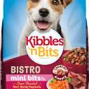 Kibbles n Bits Bistro Mini Bits Small Breed Dry Dog Food, Oven Roasted Beef, Spring Vegetable and Apple Flavors for Adult Dogs, 3.5 lb. Bag (Pack of 4)