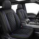 MIROZO Seat Covers Full Set, Car Seat Covers Blue Faux Leather Seat Covers Automotive Seat Covers Car Seat Protector for SUV Pick-up Truck Sedan,Driver Seat Cover Universal Fit (Black and Blue)