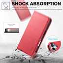 TUCCH Case Wallet for iPhone 17 (6.3") 2025, RFID Blocking, 3 Card Holders, Kickstand, PU Leather, Protective Flip Folio Cover, TPU Shockproof Interior Shell, Bright Red