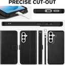 TUCCH Detachable Wallet Case for Galaxy S26+ Plus (6.7"), Wireless Charging RFID Blocking 4 Card Holders Wrist Strap, Kickstand Magnetic PU Leather Protective Flip Cover for Galaxy S26+ 2026, Black