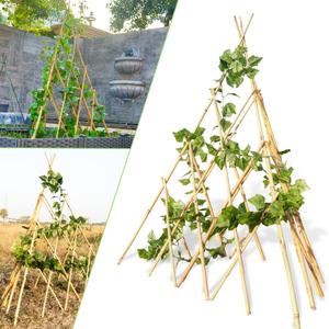 4ft Expandable Bamboo Teepee Trellis for Climbing Plants, Self-Standing Natural Bamboo Trellis for Plant Support, Folding Garden Trellis for Vines Flowers Vegetable Indoor Outdoor, 47.4"