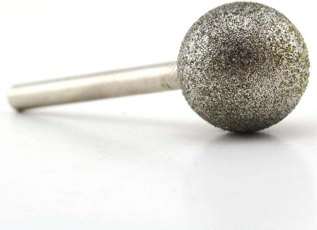 JINGLING 20mm 3/4 inch Spherical Head Diamond Grinding Bits Round Ball Bit Sphere Rotary Burr Grit 80 Stone Carving Tools 1/4" Shaft Attachment for Bosch, DeWalt, Makita