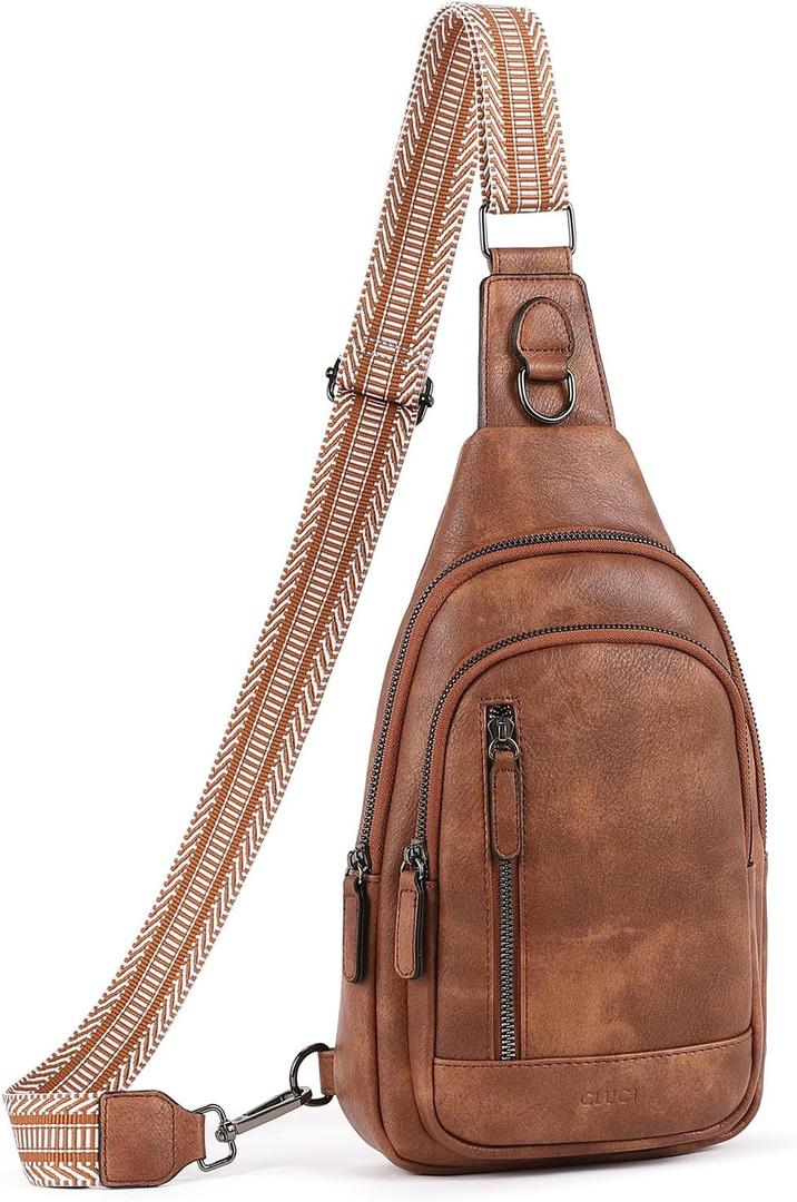CLUCI Crossbody Bags for Women Men,Leather Sling Bag Cross Body Backpack for Woman Gifts for Women Birthday Unique (0-1 Brown)