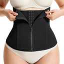 Gotoly Waist Trainer for Women Zipper Corset Shapewear Tummy Control Faja Body Shaper Waist Cincher Workout Girdle (Black, M)