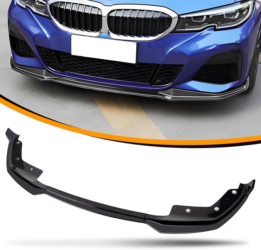 Front Bumper Lip Fit for 2019-2022 BMW G20 G28 M Sport 3 Series Sedan,330i 330e M340i Front Splitter Lip 3PCs Front Spoiler Lip Chin MP Style,Painted Glossy Black