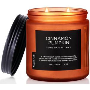 M&SENSE Ceylon Cinnamon Pumpkin Scented Candles for Home, 70 Hours Long Lasting Slow Burning 11.6oz Soy Natural Candle for Easter Holiday Birthday Gifts