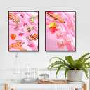 2pcs Vintage Pink Poker Playing Cards Wall Art Funky Cocktail Dice Canvas Wall Decor Trendy Retro Champagne Alcohol Drinks Print Posters Aesthetic Funny Cute Preppy for Living Room Bedroom Unframed (24"Hx16"W)