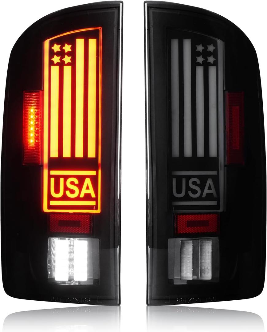 Tresound LED Tail Light for Dodge RAM 1500 2002-2006, for RAM 2500 3500 2003-2006, Rear Taillight Assembly, 55077348AF, 55077347AF, CH2801147, CH2800147