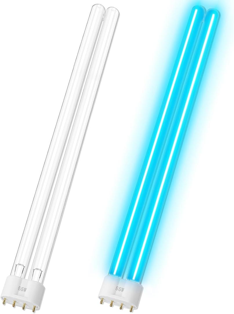 2 Pack 55 Watts UV Light Bulb, 20.9" 2G11 Base-4 Pin UV Bulb Replacement for Pond Filter & Aquarium Clarifier, Compatible with Jebao PU55, CW55, Oase Bitron 55, SUNSUN 55W Clarifier