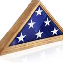 Flag Display Case for American Veteran Burial Flag, 5' x 9.5' Military Flag Shadow Box with HD Tempered Glass and Wall Mounted, Memorial Flag Frame for Folded Funeral Flag Mahogany