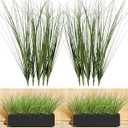 10PCS Fake Grass Filler Decor Artificial Grass Plants Outdoor Planters Artificial Tall Shrubs Wheat Grass Greenery Stems Faux UV Resistant Onion Grass For Outdoor Indoor Vase Pots Home Decor, Green