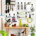 Landhoow 26 Pack Slatwall Accessories, 24 Pcs Multi Size Heavy Duty Slat Wall Hanging Hooks & Hangers with 2 Pcs Storage Straps for Storage Garage Wall Organization Garden Home Slatwall Paneling