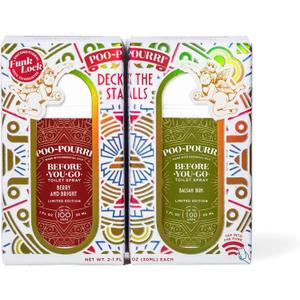 Poo-Pourri Deck The Stalls Tear Away Gift Set, Berry and Bright 1 Fl Oz Pocket Sprayer and Balsam Bum 1 Fl Oz Pocket Sprayer