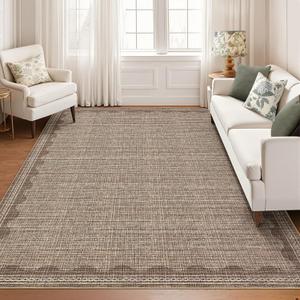 GarveeHome Scalloped Washable Rugs 9x12 Rug for Living Room Non-Slip Solid Coffee Modern Minimalism Low-Pile Carpet 9 x 12 Rug for Bedroom Dining Nursery Mat with Rubber Back