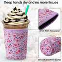 Irenare 20 Pcs Fresh Floral Reusable Iced Coffee Sleeve Neoprene Insulator Cup Sleeve for Cold Beverages Cups Neoprene Holder for Cold and Hot Drinks Fits Coffee Cups 22-24oz, Medium