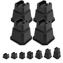 shouwuhho Bed Risers 6 inch, Furniture Risers Elevation in Heights 6 Inch Heavy Duty, Bed Lift Risers for Caster Wheels or Posts of Bed Table Couch, Support up to 6000 lbs, Black, 4 Pack