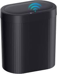 Jinligogo 5 Gallon Bathroom Trash Can with Lid, Automatic Motion Sensor Black Trash Can, Touchless Slim Waterproof Garbage Bin for Kitchen, Bedroom, Office, and Bathroom