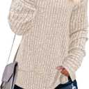 JomeDesign Sweaters for Women Long Sleeve Shirts Crew Neck Sweatshirt Lightweight Casual Tunic Tops (Beige, L)