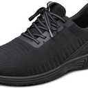 Orthofeet Men's Orthopedic Knit Yari Hands-Free Sneakers (8.5, Black/Black)