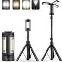 CAVN Rechargeable 10000mAh Camping Lights with Stand 6.5 ft Max Height, Portable Cordless LED Work Light 2200 Lumens 6500/4500/3500K Dimmable Camping Essentials Gear with Detachable Tripod, Black