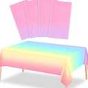 MADLYN RHUE Iridescence Plastic Tablecloths Shiny Disposable Laser Table Covers 54" x 108" Sequin Holographic Foil Tablecloths for Birthday, Wedding, Party, Picnic, Buffet Decorations (8, Pastel)