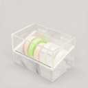 Dust-Proof False Eyelash Tape Cutter and Dispenser - Acrylic Multi-Grid Tapes Storage Box - Holds Up to 6 Rolls (White)
