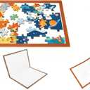 Jigsaw Puzzle Mat with Raised Edge Organizer, Non-Slip Foldable Travel Board Tabletop Display Pad for Toddlers Portable Storage for Kindergarten Homeschool Playroom