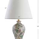 JONATHAN Y 24" Multi-Colored/Gold French Country Ceramic Floral Urn Table Lamp, White Linen Shade, Chinoiserie Ginger Jar Bedside Lamp for Living Room Bedroom, LED Bulb JYL3009A