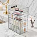 Prsildan Acrylic Drawer Makeup Organizer with 5 Drawers, Hair Accessories Organizer, Office Desk Organization, Clear Stackable Storage Drawers for Vanity, Countertop, Craft, Jewelry